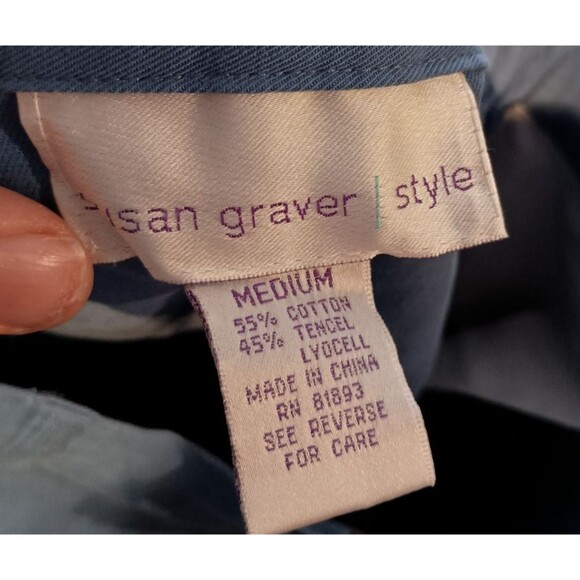 NWT Susan Graver Style Blue Flat Front Wide Leg Loose Pockets Pants Size Medium - Picture 2 of 6